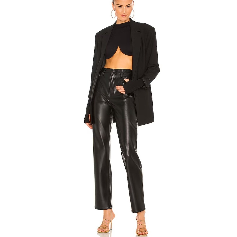 Pistola Cassie Super High Rise Pants Faux Leather Straight Leg 27 Black Biker